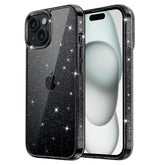 JETech Glitter Case for iPhone 15 6.1-Inch, Bling Sparkle Shockproof Phone Bumper Cover, Cute Sparkly for Women and Girls (Black)